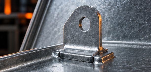 Oreja de fijación metálica sobre charola galvanizada
